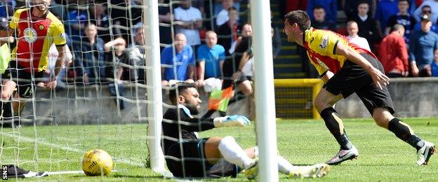 Kris Doolan makes it 1-0 to Partick