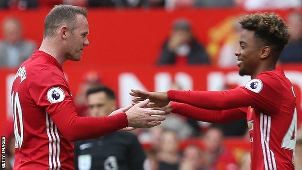 Wayne Rooney and Angel Gomes