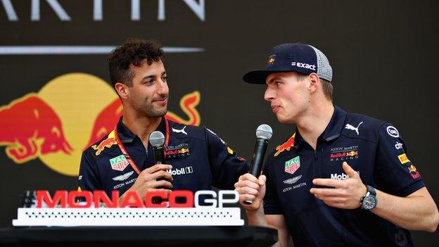 Red Bull's Daniel Ricciardo and Max Verstappen