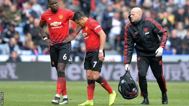 Alexis Sanchez limps off the field against Huddersfield