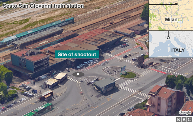 Graphic showing location of shootout