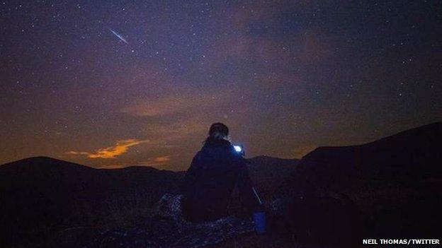 The Perseid meteor shower from Moel Tryfan quarry