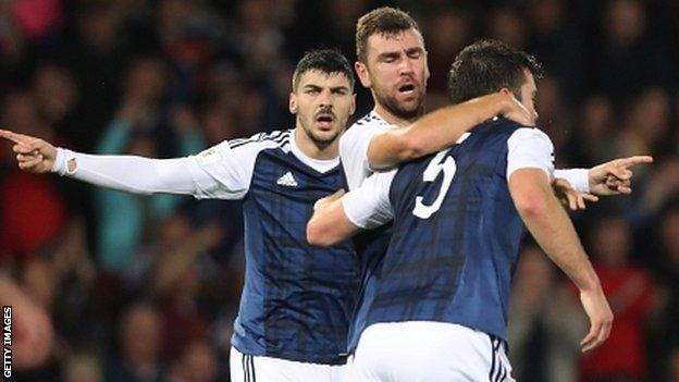 Scotland celebrate James McArthur's equaliser