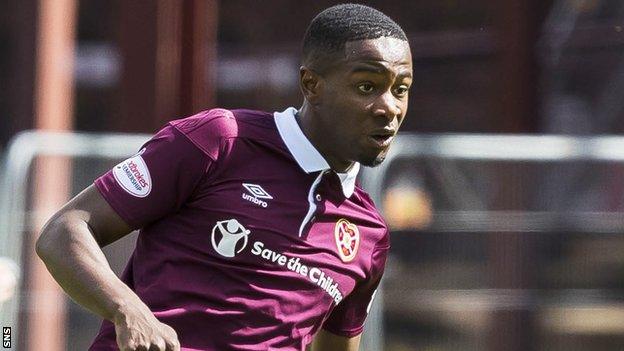 Hearts midfielder Arnaud Djoum