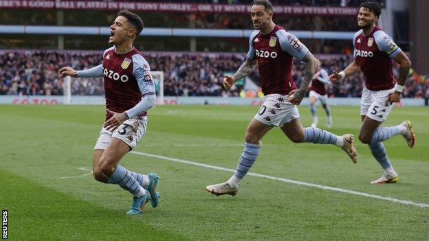 Philippe Coutinho (left) celerates scoring for Aston Villa