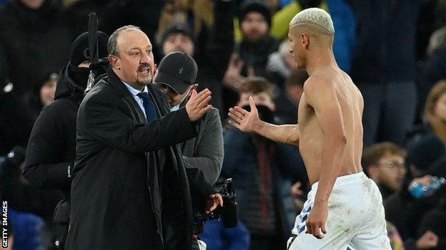 Everton manager Rafa Benitez and striker Richarlison