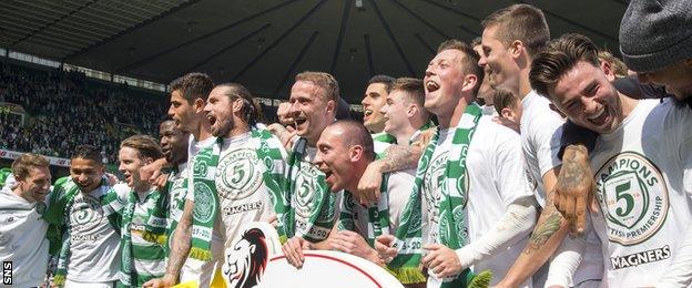 Celtic players celebrating