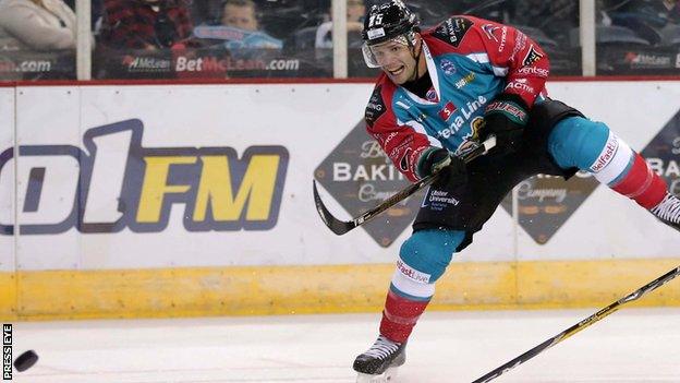 Blair Riley scored two late goals for the Belfast Giants in Scotland on Sunday