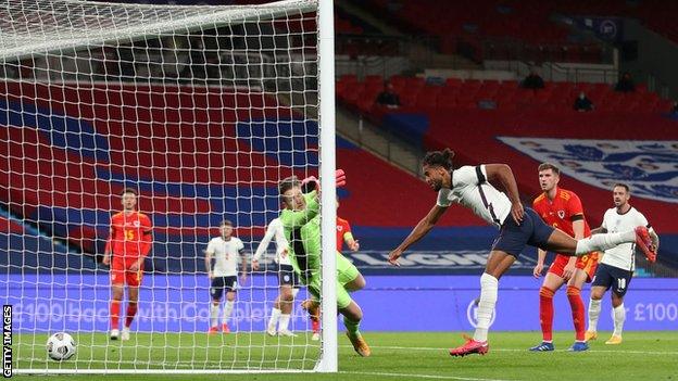 Dominic Calvert-Lewin heads in for England against Wales