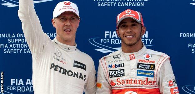 Michael Schumacher and Lewis Hamilton 2012