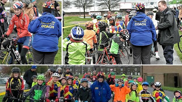 Mandy Parker and cyclists at the East Bradford Cycling Club's 'Save Our Circuit' day