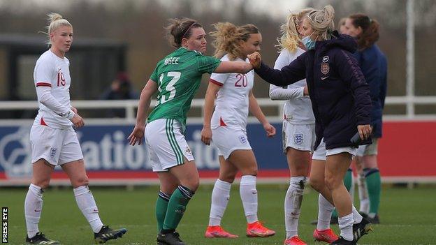 Abbie Magee impressed for Northern Ireland in a friendly defeat by England last February