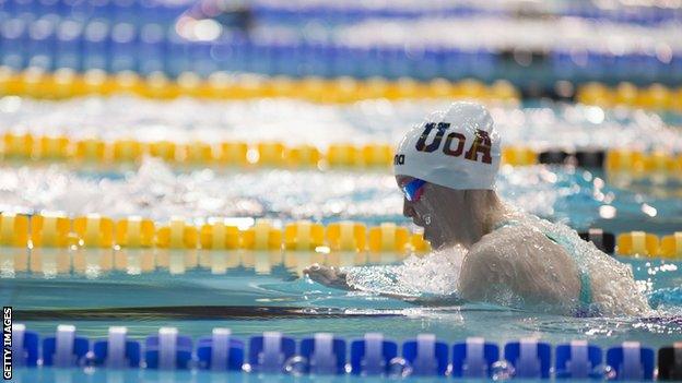 Scotland's Toni Shaw competes in the 100m breaststroke at the British Para-Swimming International Meet at Ponds Forge
