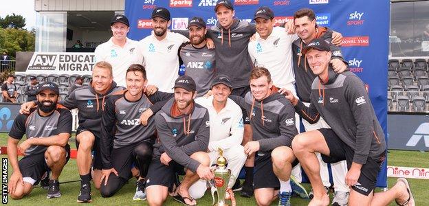 New Zealand with the Test series trophy