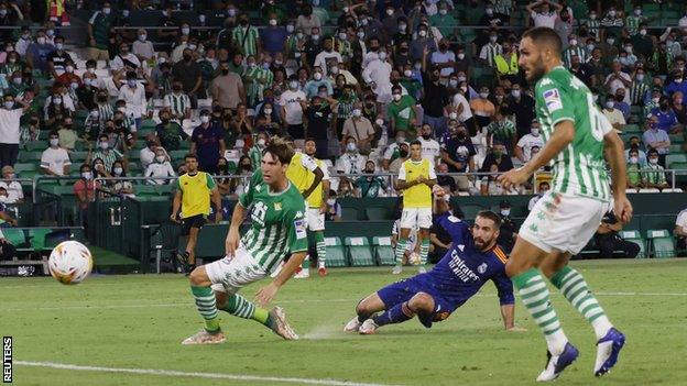 Dani Carvajal scores for Real Madrid against Real Betis