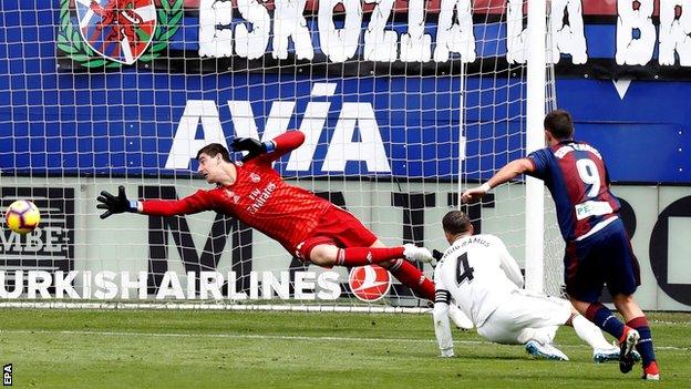 Sergi Enrich scores against for Eibar against Real Madrid