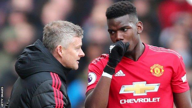 Ole Gunnar Solsjkaer and Paul Pogba