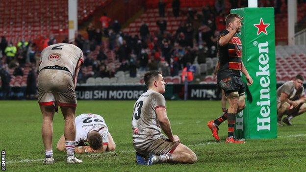 Ulster players dejected at the final whistle