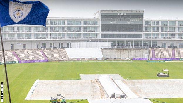 Rain floods the Ageas Bowl outfield