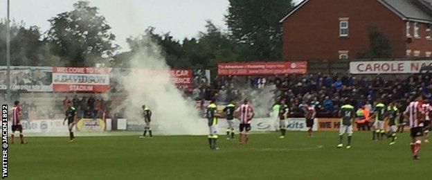 Stockport County smoke-bomb