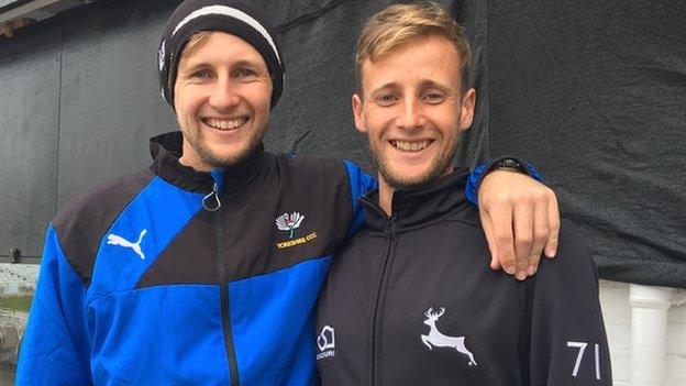 Yorkshire's Joe Root and Nottinghamshire's Billy Root