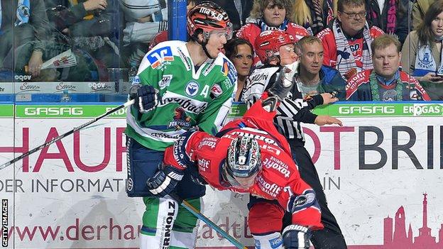 Brodie Dupont (left) spent three seasons playing for Iserlohn Roosters in Germany