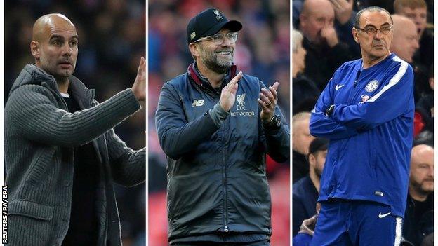 Pep Guardiola, Jurgen Klopp and Maurizio Sarri.