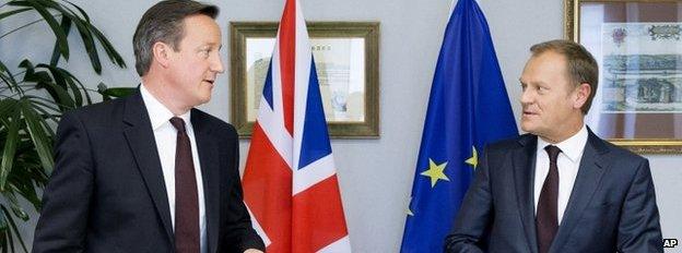 David Cameron (L) and Donald Tusk (R)