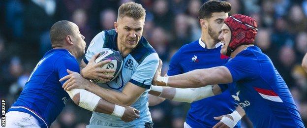 Chris Harris in action as Scotland beat France in last year's Six Nations