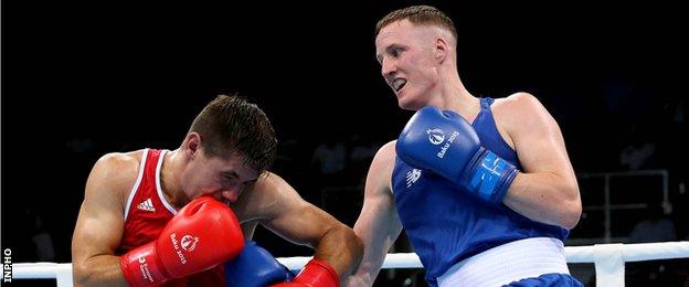 Michael O'Reilly in action against Sanjin Pol Vrgoc in the last 16