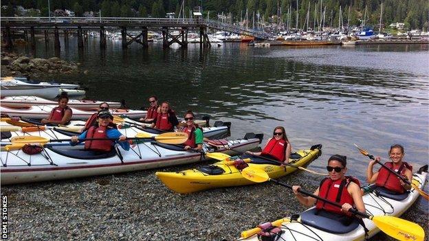 Demi Stokes kayaking in Canada