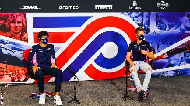 Lance Stroll and Nico Hulkenberg at the 70th Anniversary Grand Prix