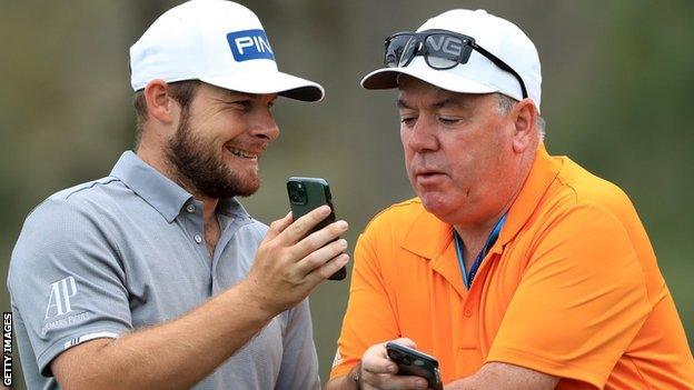 Tyrrell Hatton and caddy Mick Donaghy