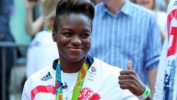 Boxer Nicola Adams gives a thumbs up