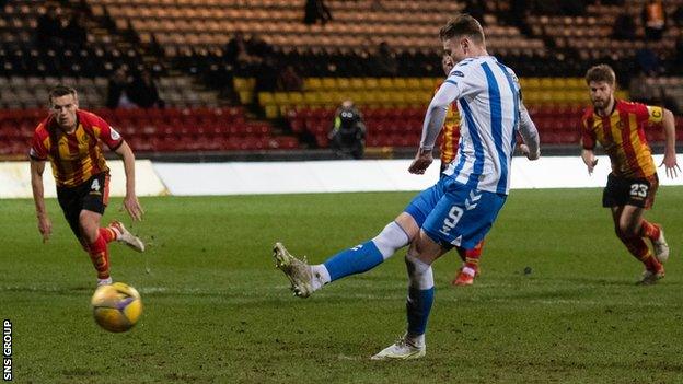 Oli Shaw shoots Kilmarnock in front from the penalty spot