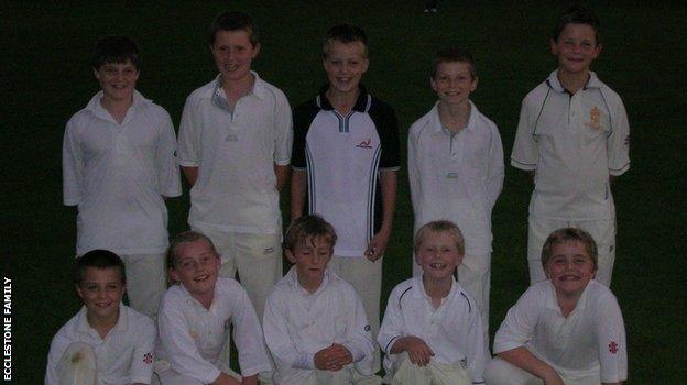 Sophie Ecclestone, bottom row second left, with her team-mates in the junior section at Alvanley Cricket Club