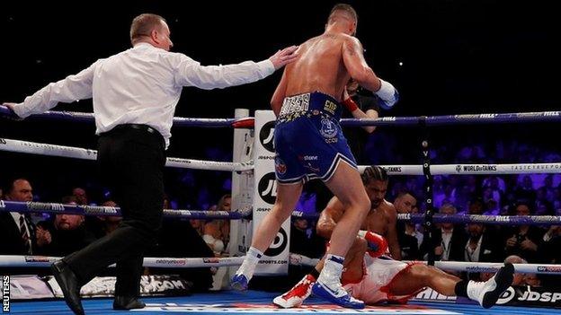 David Haye goes down