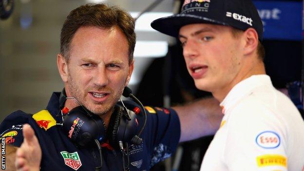 Christian Horner and Max Verstappen