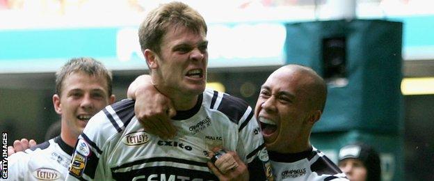 Richard Whiting of Hull FC celebrates