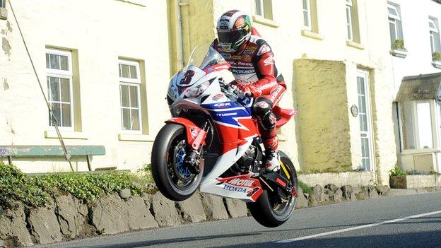 John McGuinness racing on the TT course