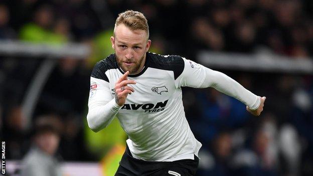 Johnny Russell in action for Derby this season