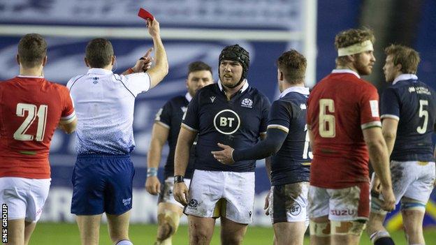 Zander Fagerson was sent off for Scotland early in the second half