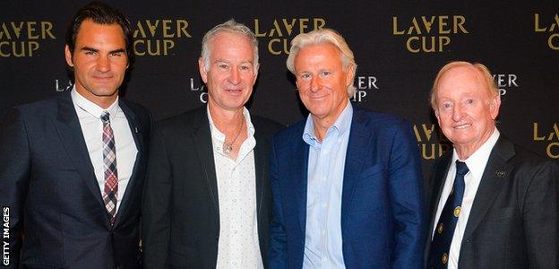 Roger Federer, John McEnroe, Bjorn Borg and Rod Laver