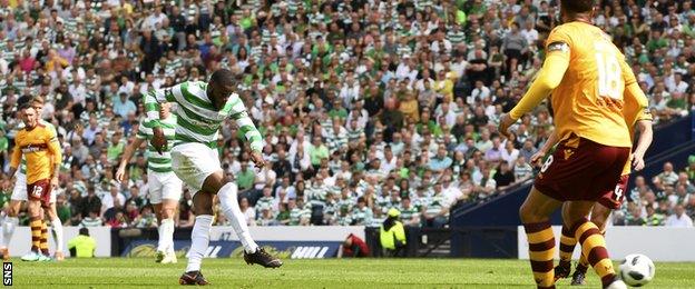 Olivier Ntcham scores for Celtic against Motherwell