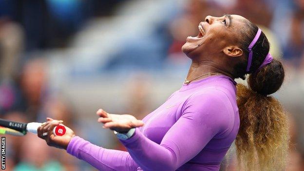 Serena Williams looks to the skies in frustration