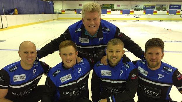 Team Paterson from left to right - Michael Goodfellow, Duncan Menzies, Kyle Waddell, Ross Paterson, Coach Ian Tetley (Back Row)