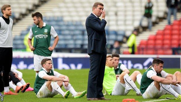 Alan Stubbs and his Hibernian players