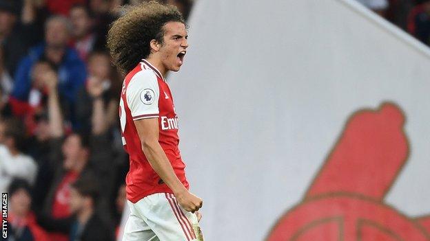 Matteo Guendouzi celebrates Arsenal's win over Aston Villa