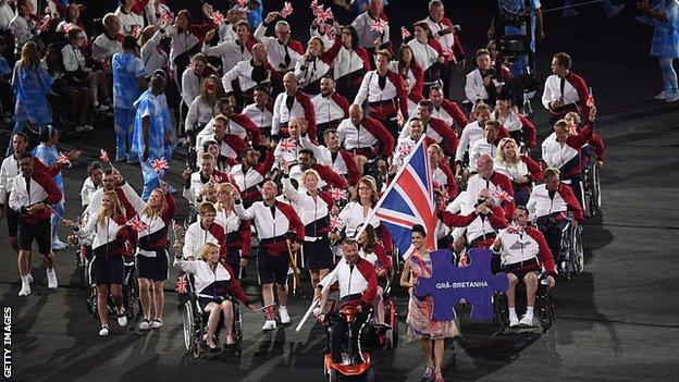 The GB team at the Rio Paralympics opening ceremony