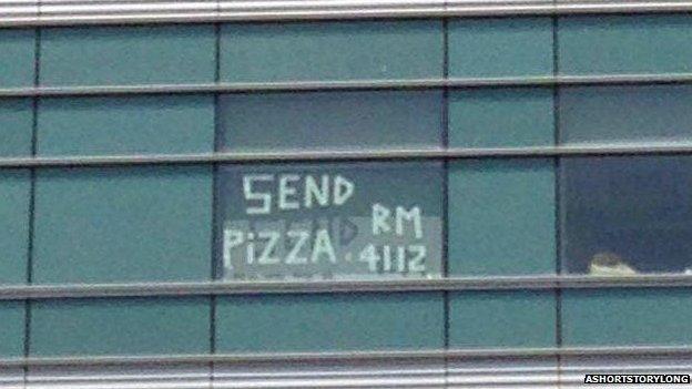 Pizza sign at hospital